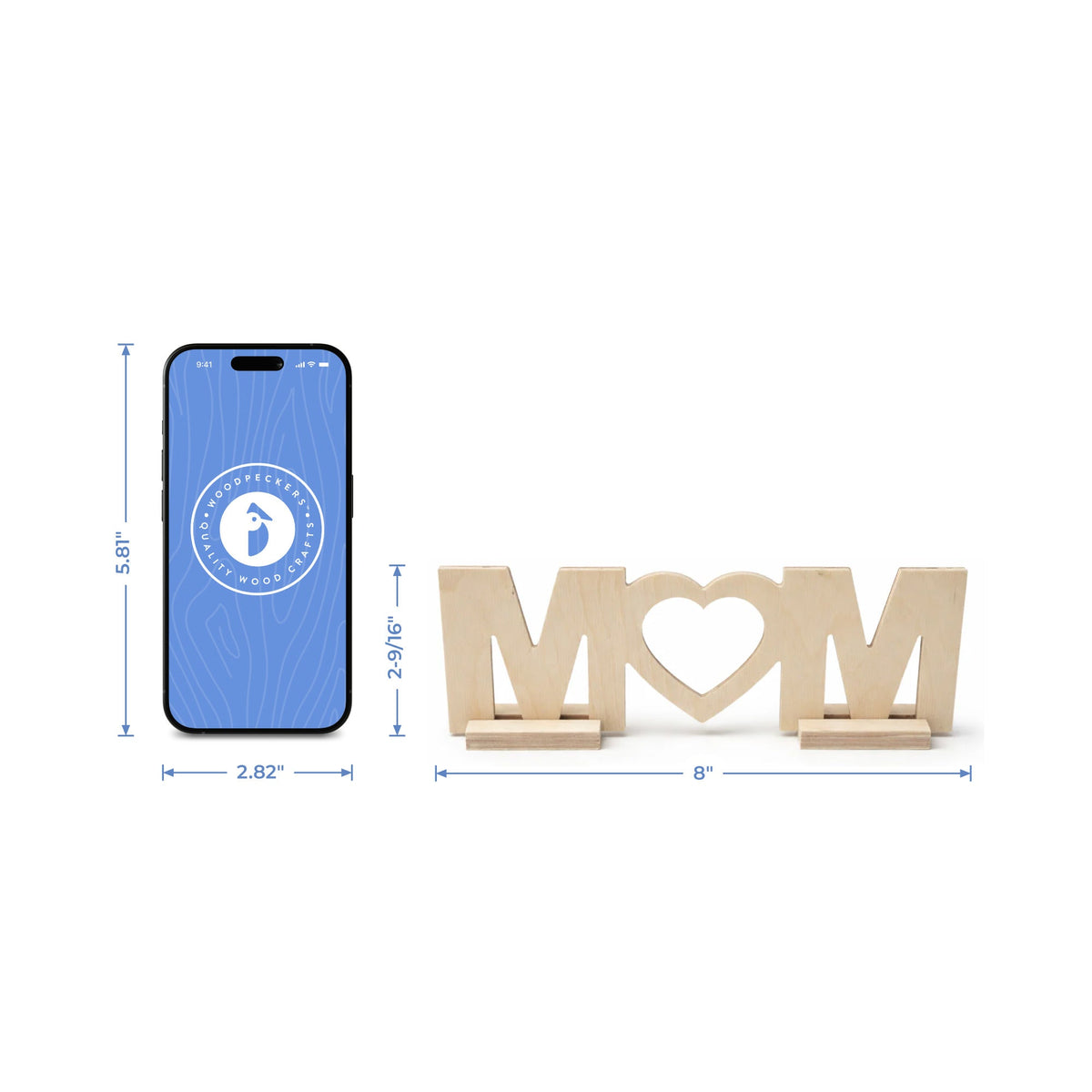 8" Wooden Mom Sign with Heart