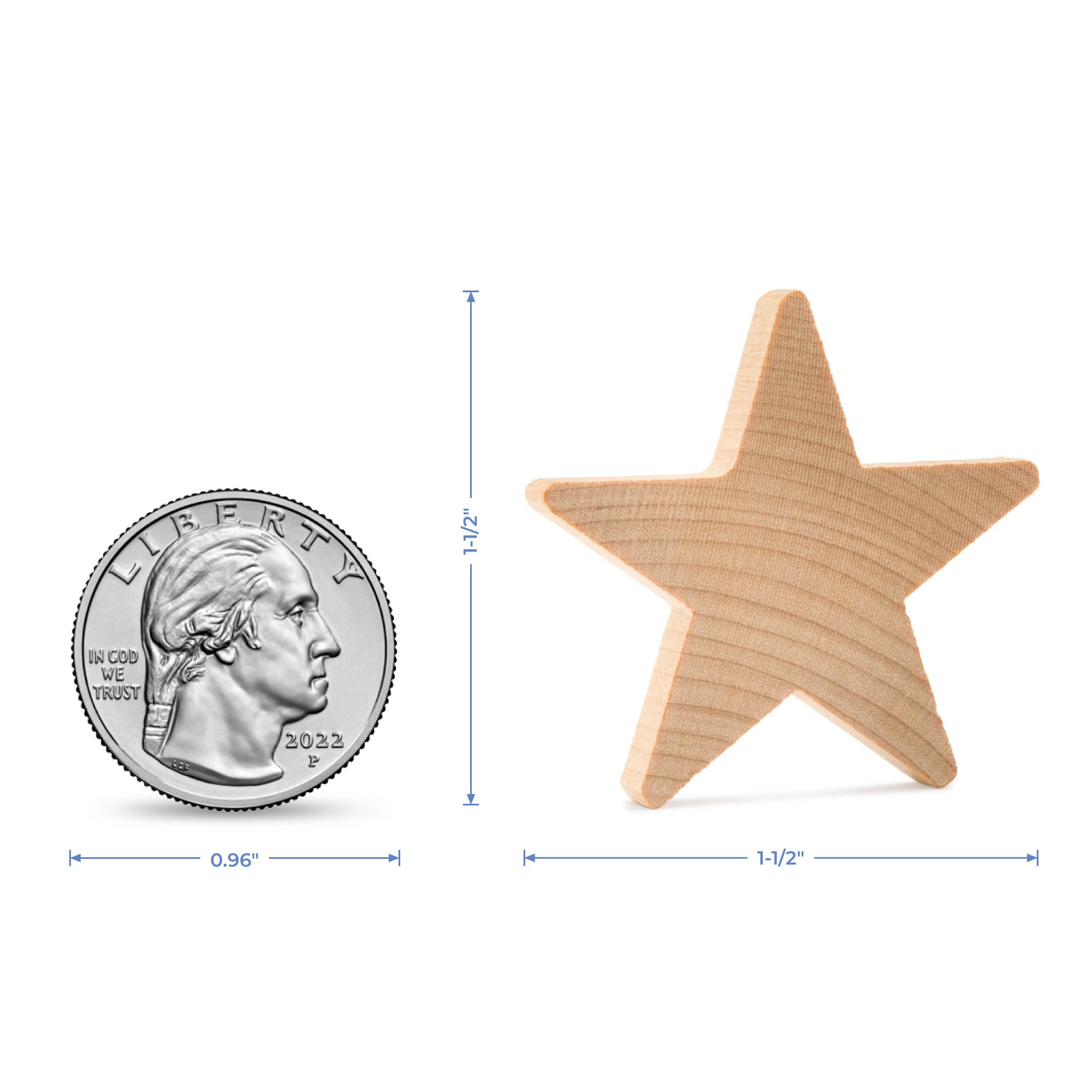 Wooden Star Cutout, 3/16" Thick