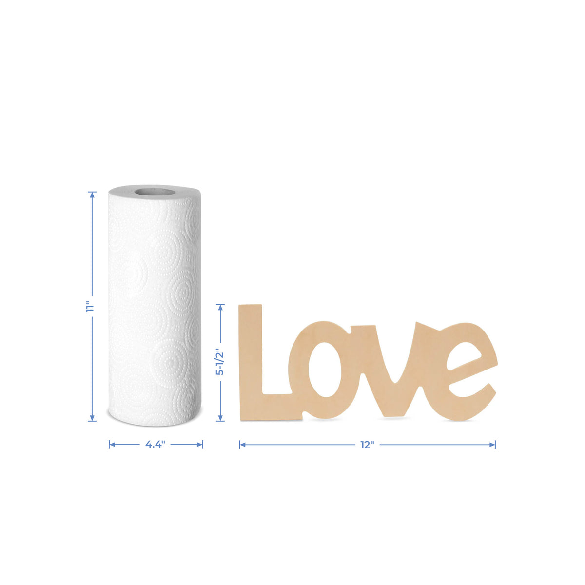 Wood "Love" Large Cutout, 12" x  5-1/2"