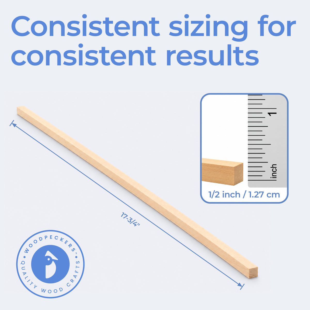 1/2" x 17-3/4" Square Dowel