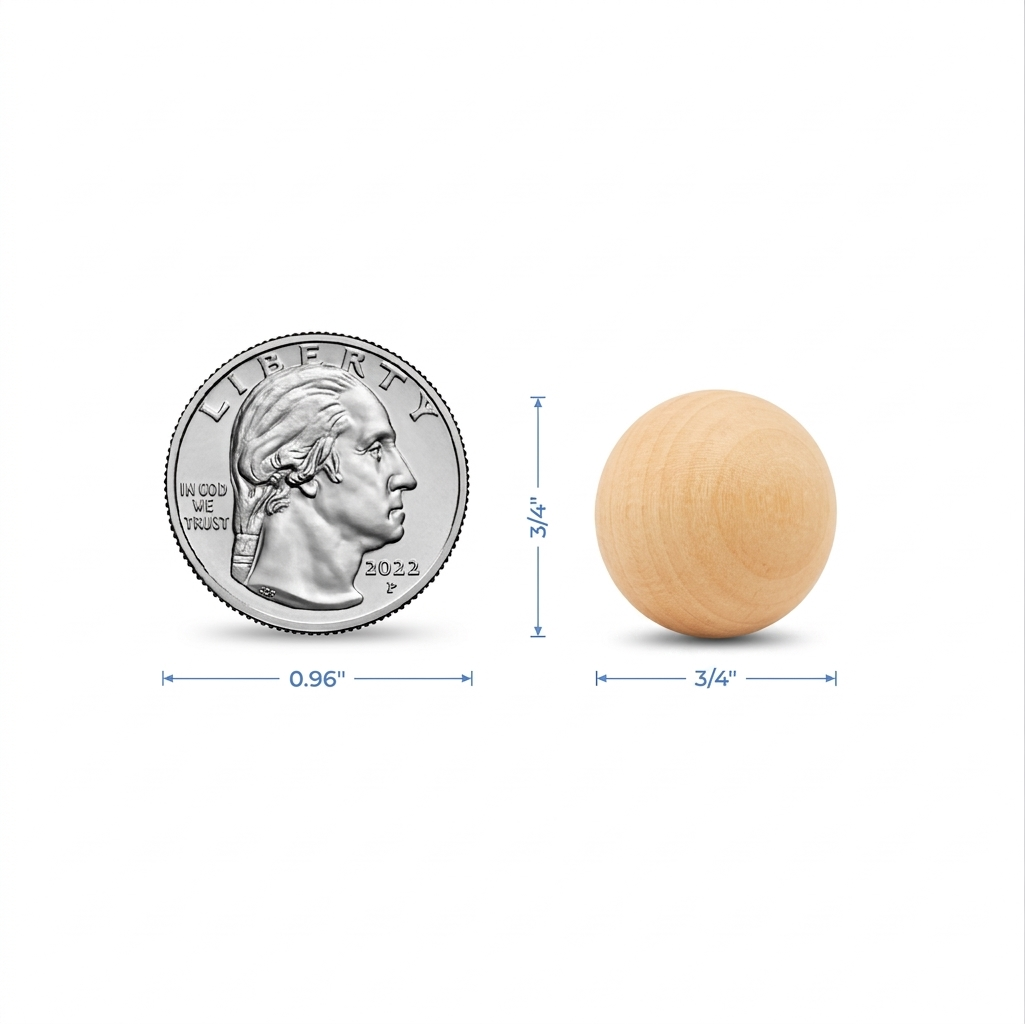3/4" Round Wooden Ball