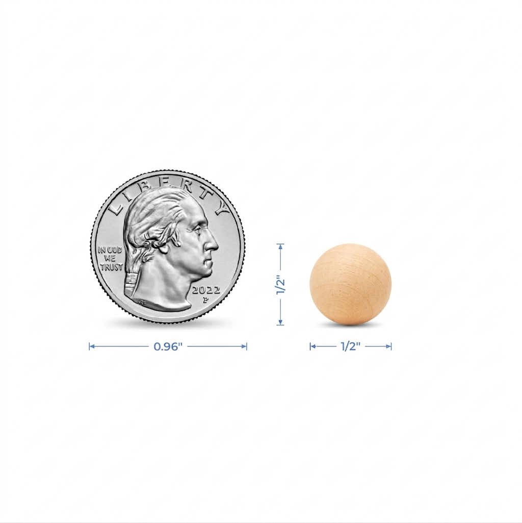 1/2" Round Wooden Ball