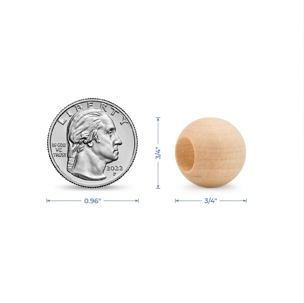 3/4"  Ball Bead, 3/8" Hole