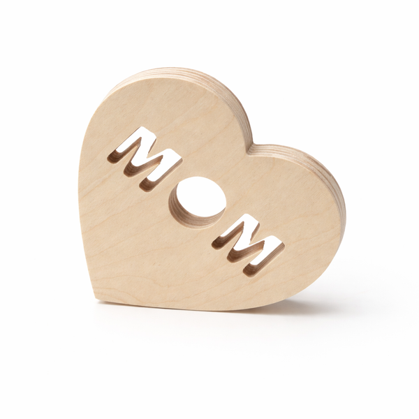 Chunky Wood Mother's Day Heart with 