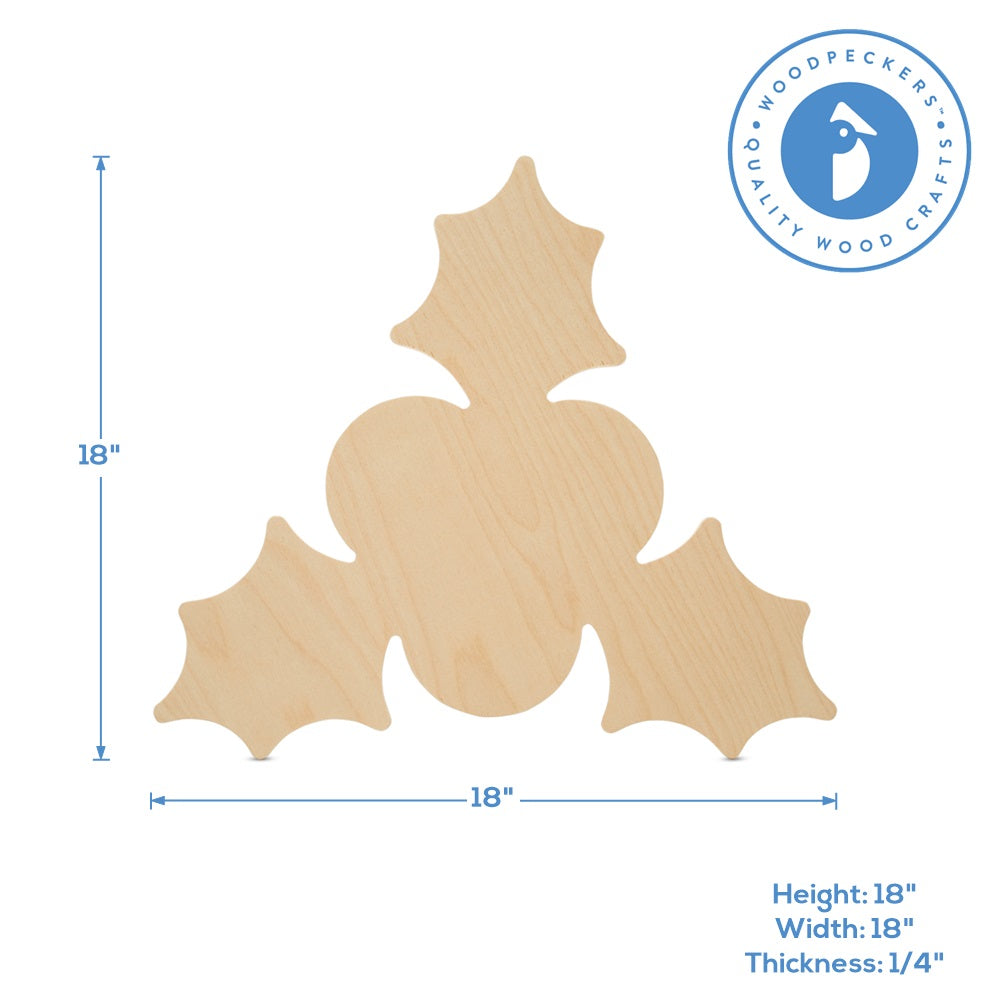18" Christmas Holly Cutout