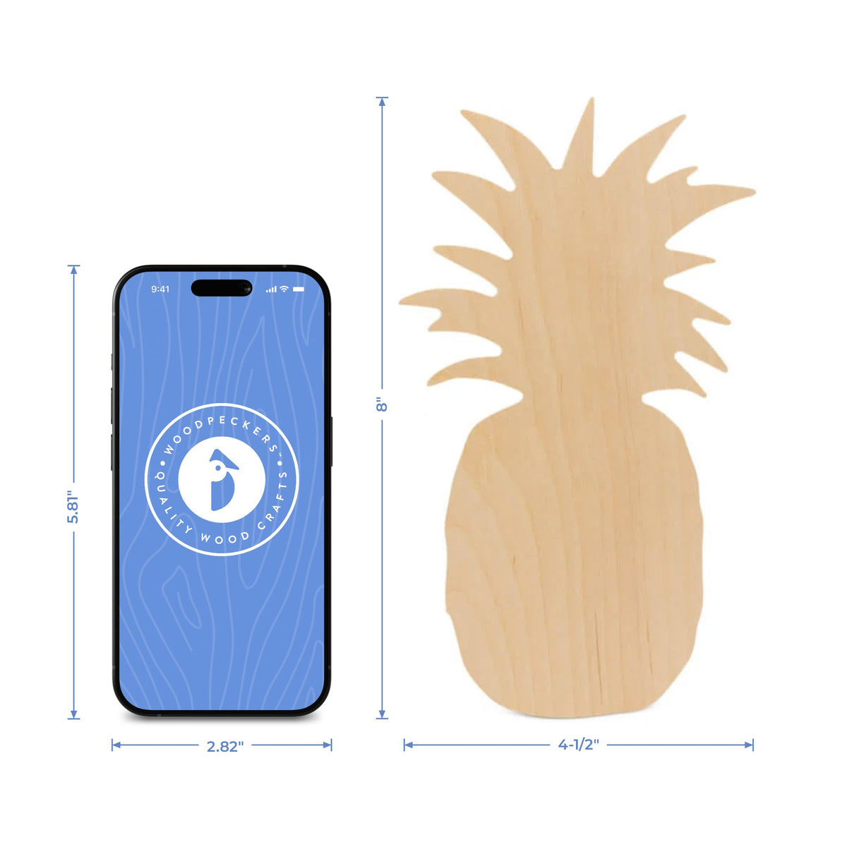8" Wooden Pineapple Cutout