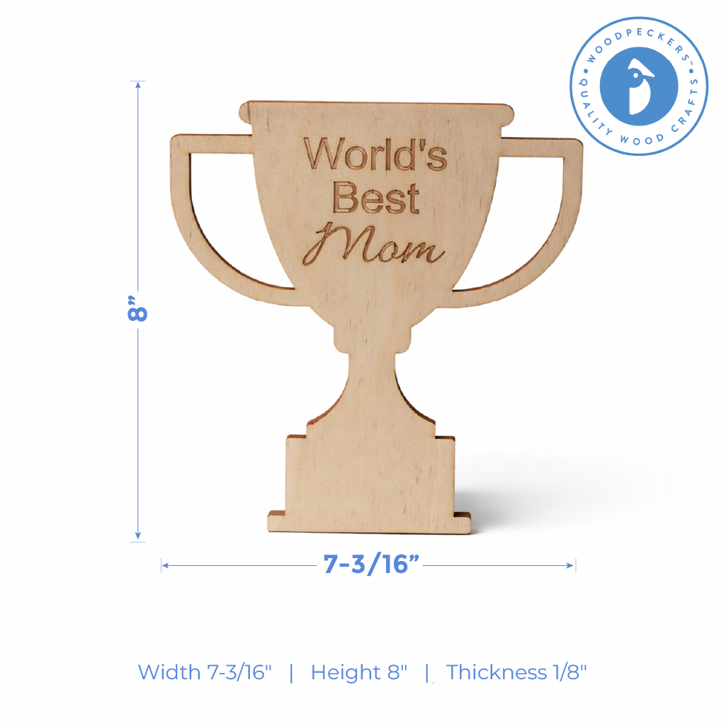 8" Wood "World's Best Mom" Trophy Cutout