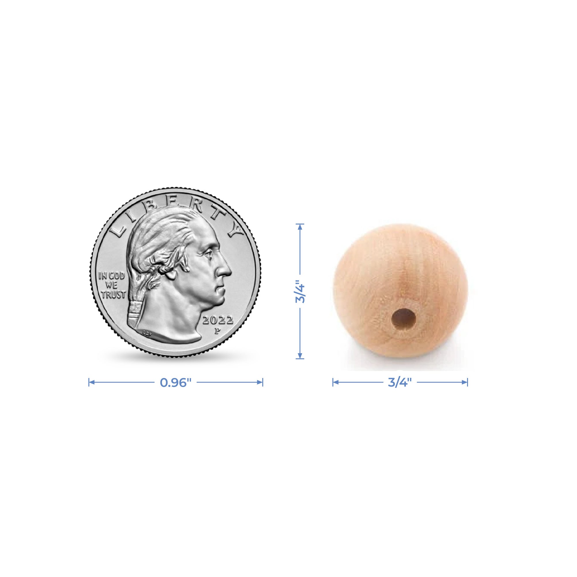 3/4"  Ball Bead, 3/16" Hole