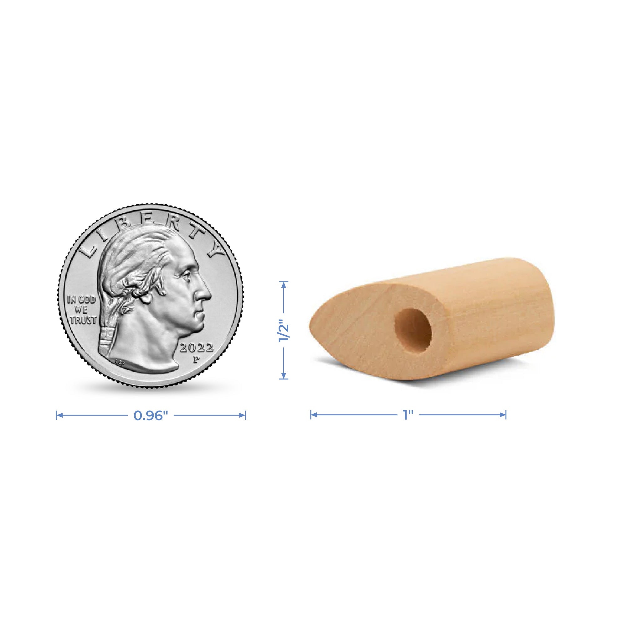 Trapezoid Wood Bead, 1”
