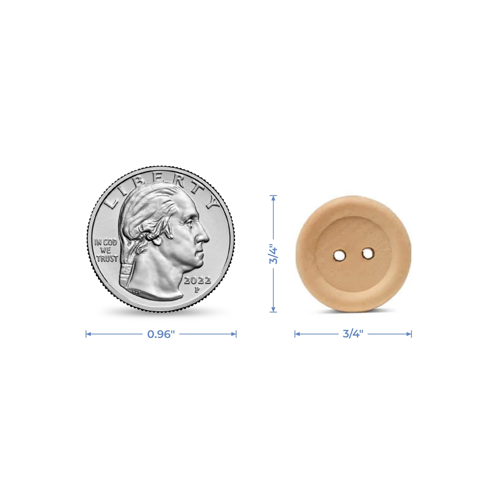 Unfinished Wood Button, 3/4"