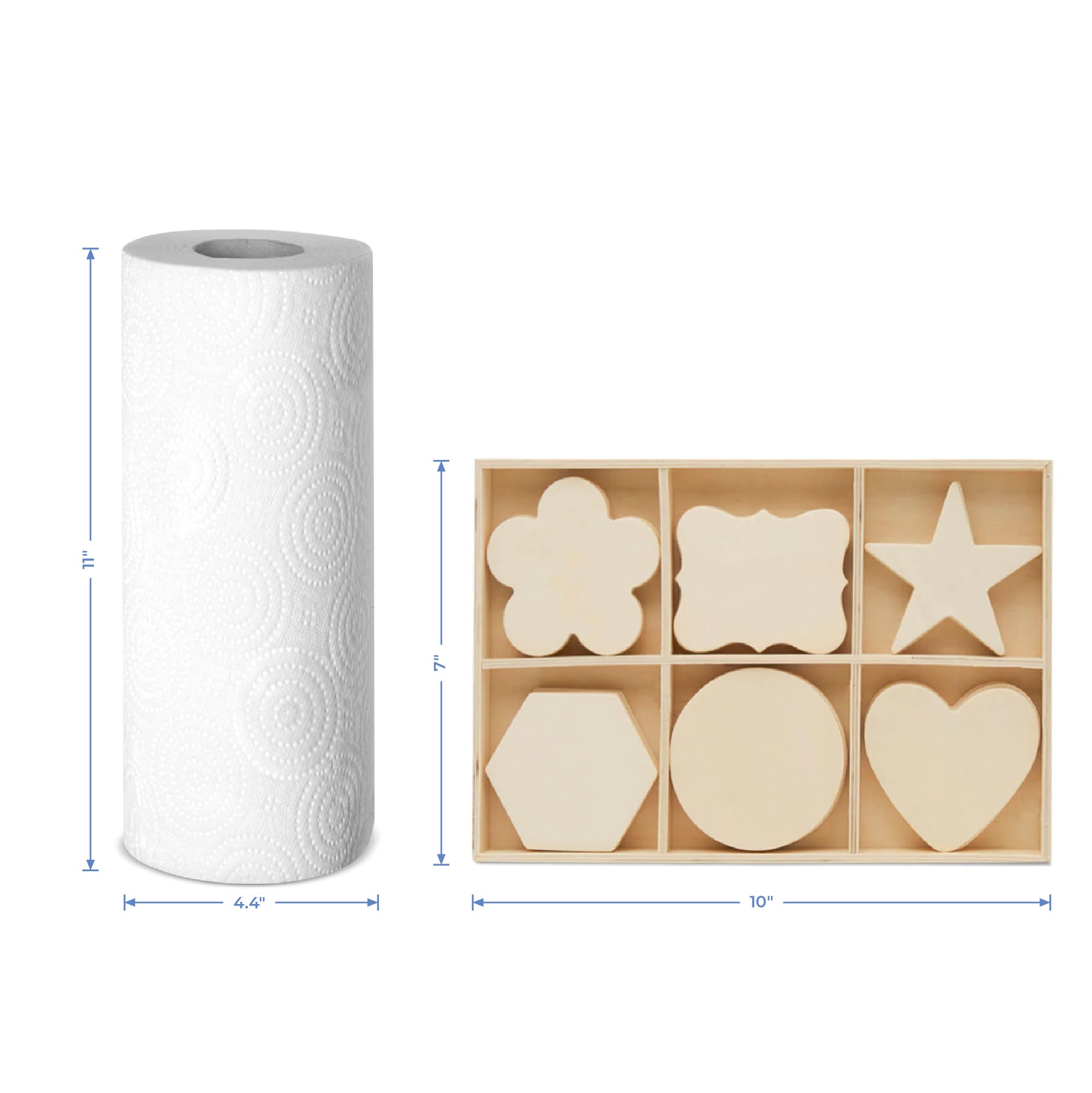 Unfinished Wood Sorting Tray with Shape Cutouts