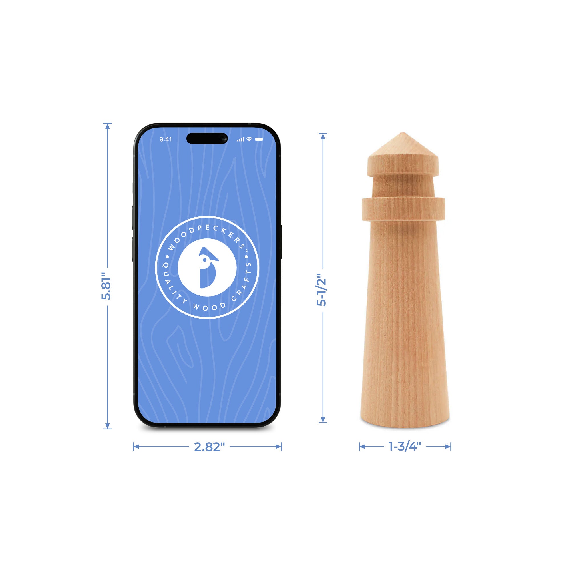 Medium Wooden Lighthouse, 5” | Woodpeckers Crafts