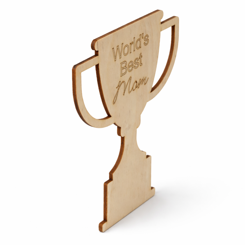 12" Wood "World's Best Mom" Trophy Cutout