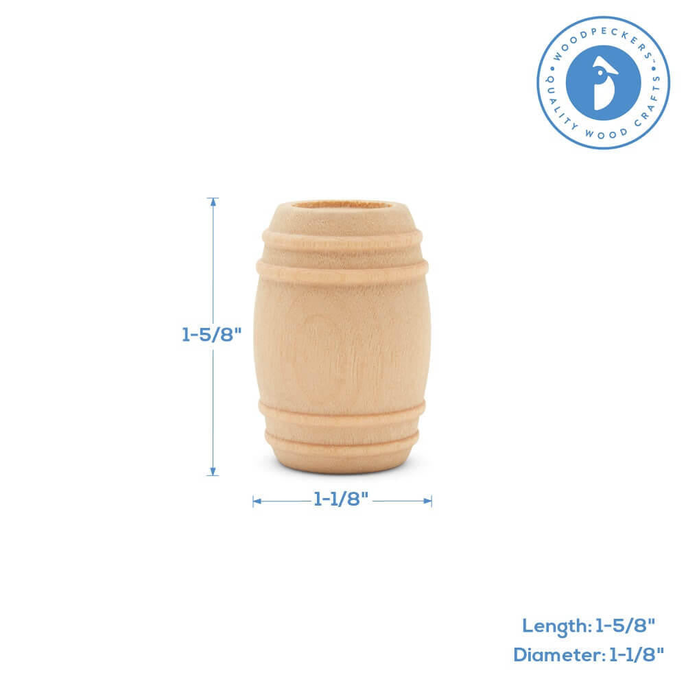 Unfinished Wood Miniature Pickle Barrels 1-5/8” | Woodpeckers Crafts