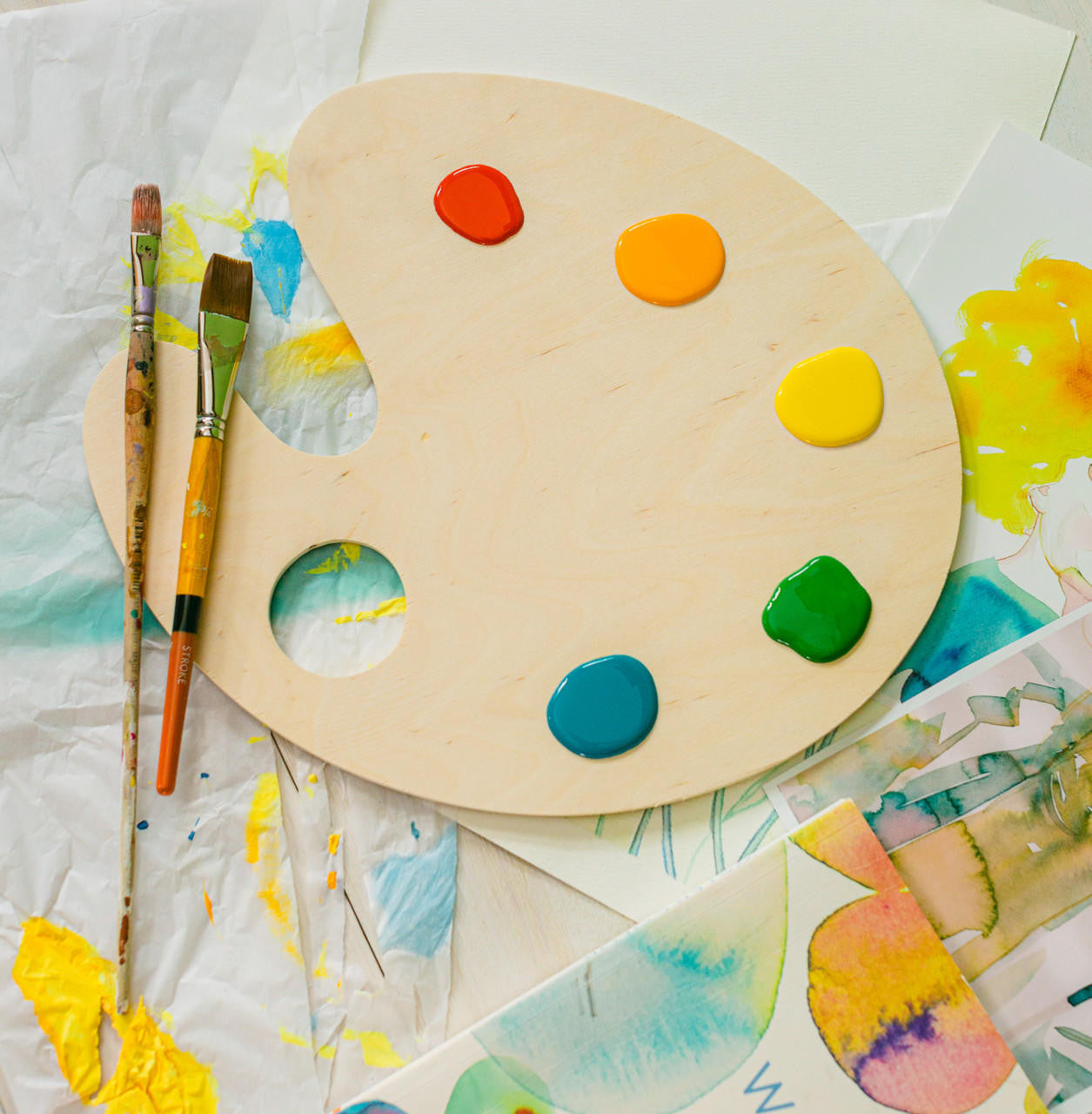 Woodpeckers Crafts 12" Wood Paint Palette Cutout, 12" x 12-1/4" x 1/4" 