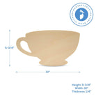 Woodpeckers Crafts 12" Wood Tea Cup Cutout, 12" x 7" x 1/4" 