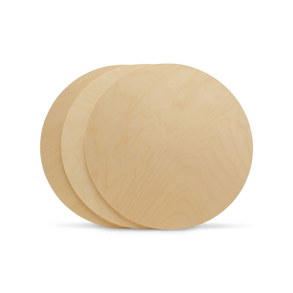 15" Wooden Circle Cutout, 1/8" Thick, Dark Edged