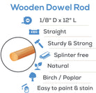 Woodpeckers Crafts 1/8" x 12" Dowel Rods 