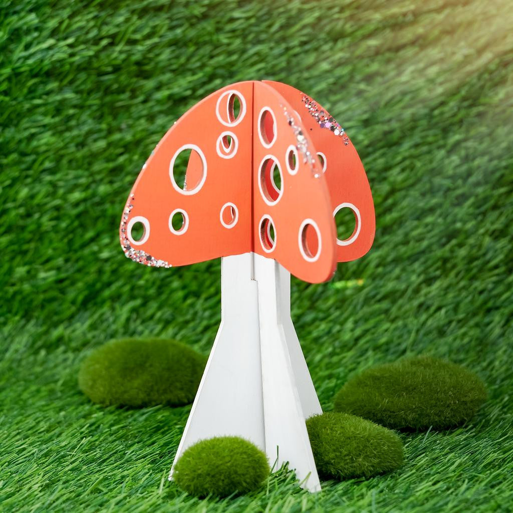 2-Piece Slotted Spotted Standing Mushroom, 8"