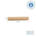 Woodpeckers Crafts 3-1/2" x 1/2" Fluted Wood Dowel Pin 