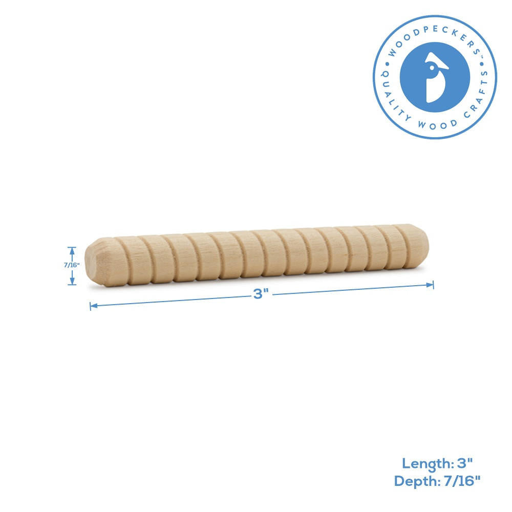 Woodpeckers Crafts 3" x 7/16" Spiral Wooden Dowel Pin 