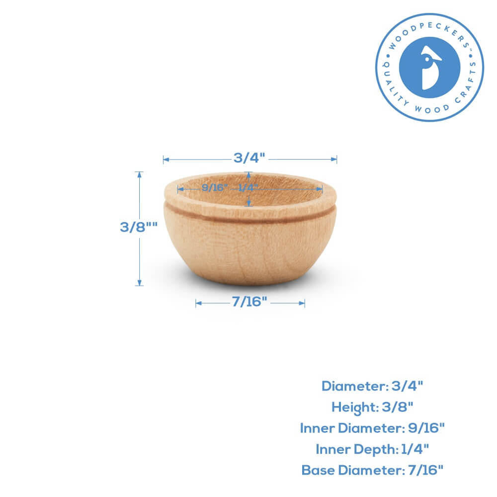 3/4" Wooden Miniature Bowl