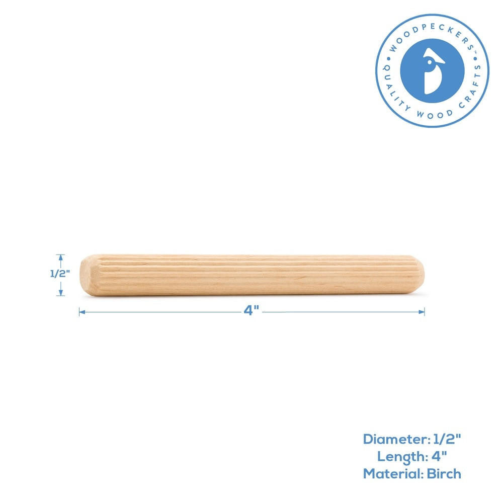 Woodpeckers Crafts 4" x 1/2" Fluted Dowel Pin 