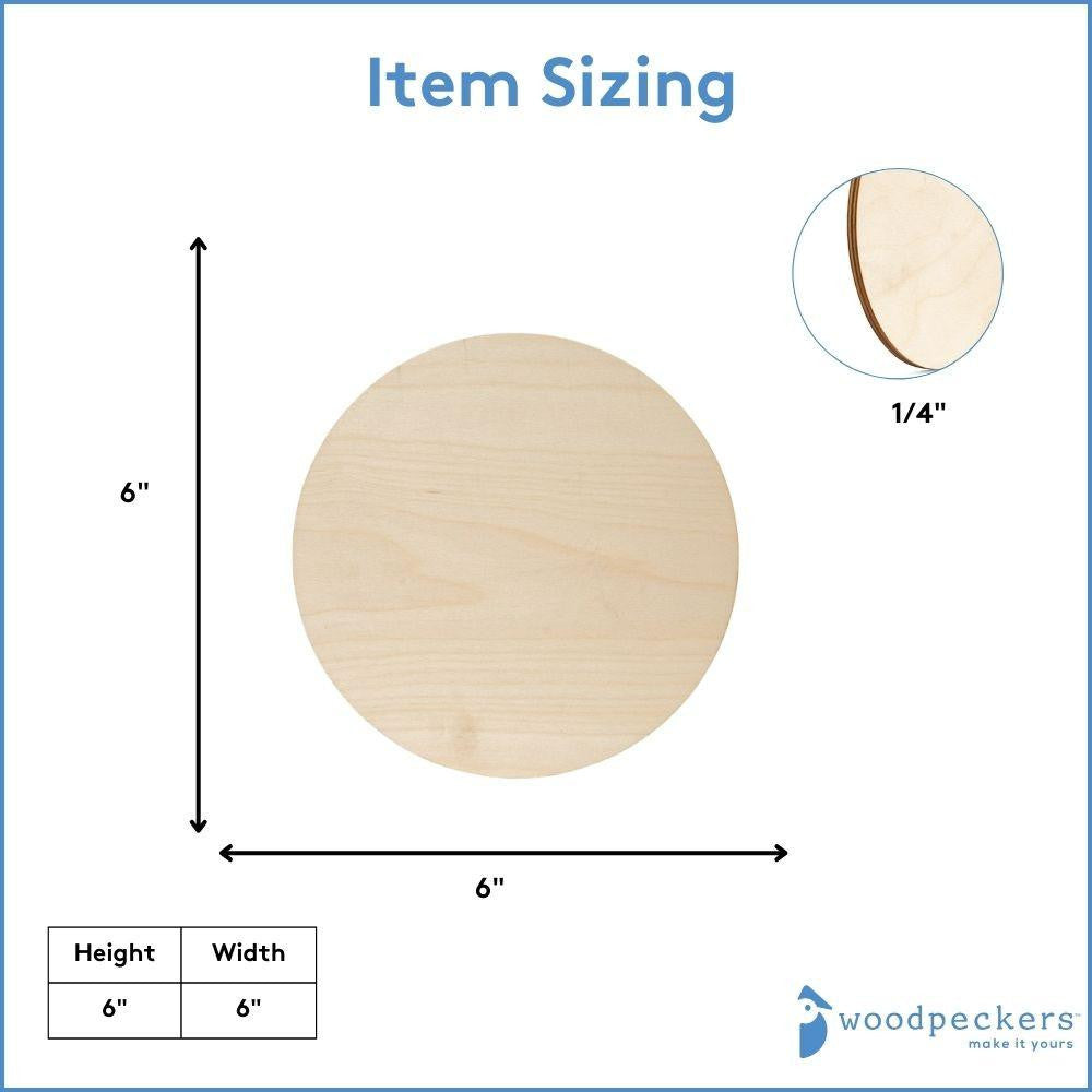 6" Circle Wooden Cutout, Dark Edged