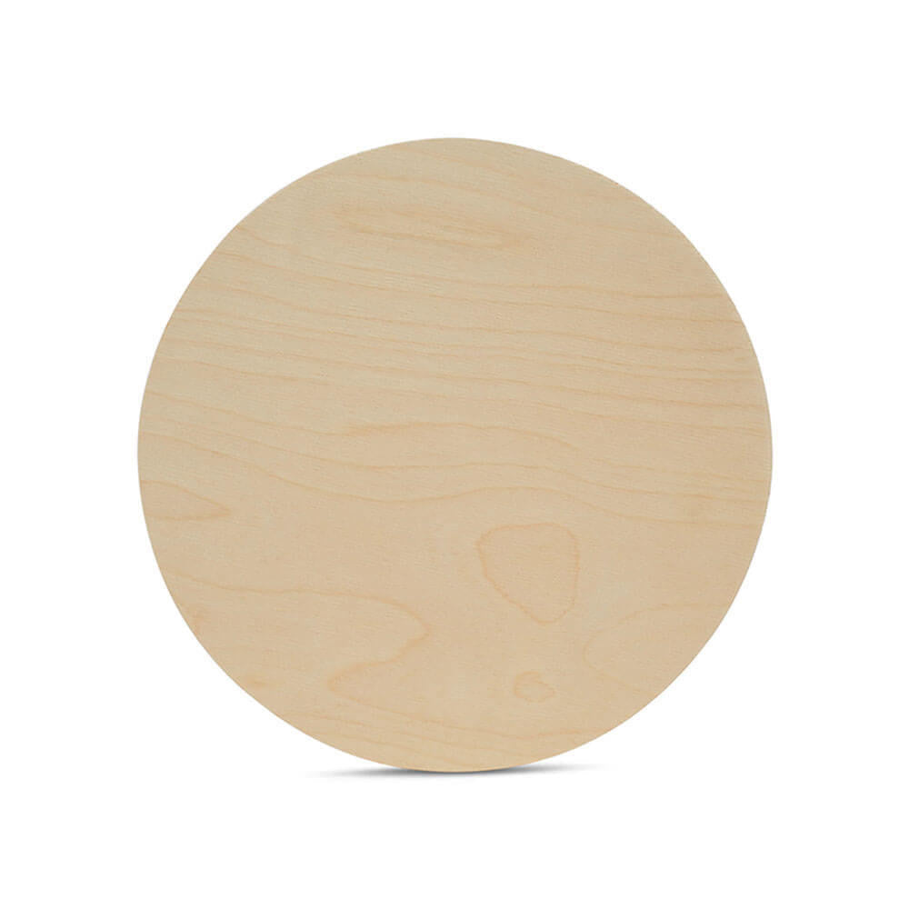 8" Wooden Circle Cutout, 1/8" Thick, Dark Edged