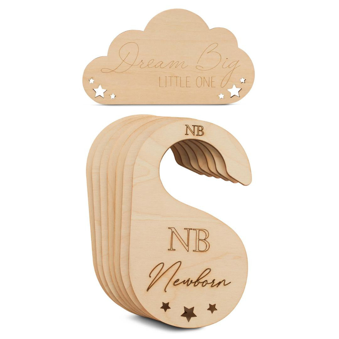 Woodpeckers Crafts Baby Closet Dividers NB to 24M With Stars, Double Sided Lettering 