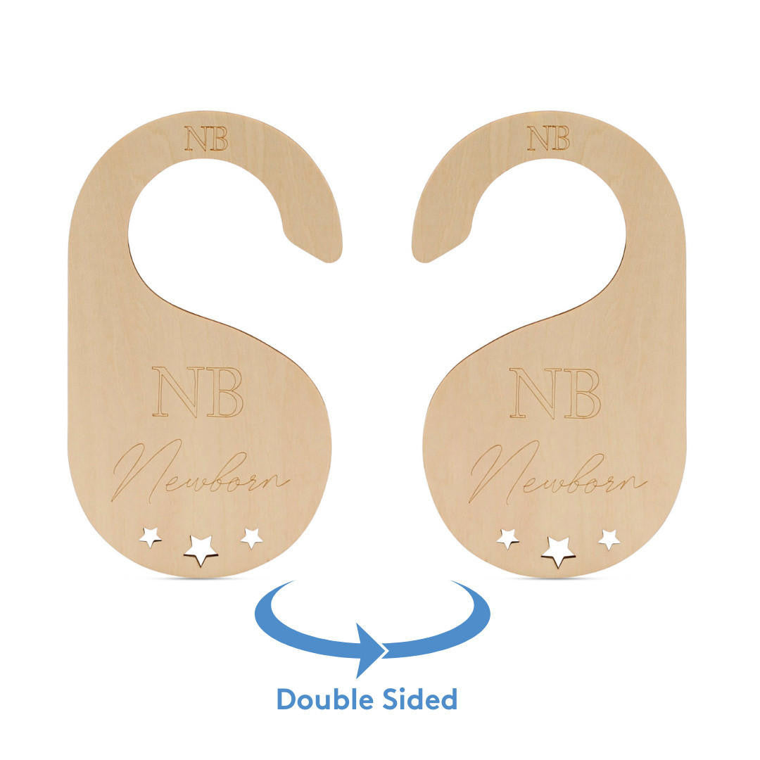 Woodpeckers Crafts Baby Closet Dividers NB to 24M With Stars, Double Sided Lettering 