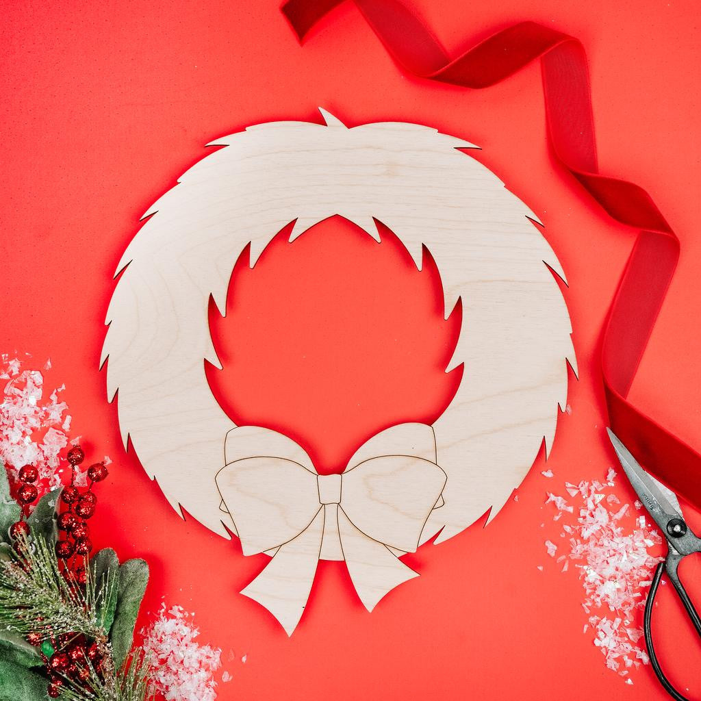 10" Christmas Wreath Cutout with Bow