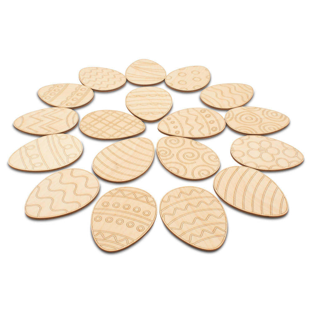 2" Easter Egg Cutouts with Detail, Set of 18