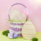 Woodpeckers Crafts Easter Egg with Striped Etched Pattern