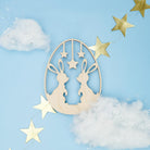 Woodpeckers Crafts Egg Cutout with Bunnies & Stars Laser Cut Detail
