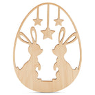 Woodpeckers Crafts Egg Cutout with Bunnies & Stars Laser Cut Detail