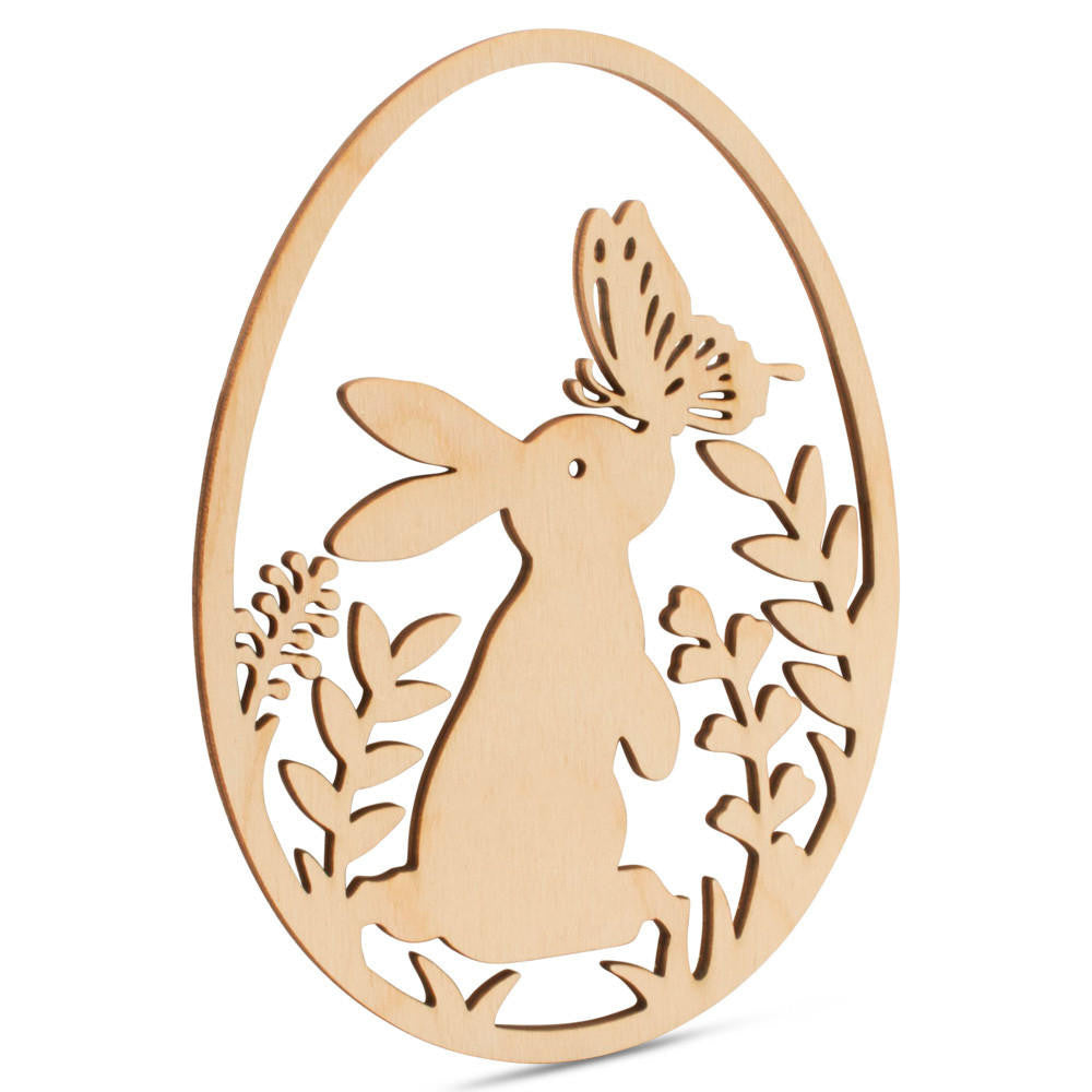 3" Egg Cutout with Bunny & Butterfly Laser Cut Detail