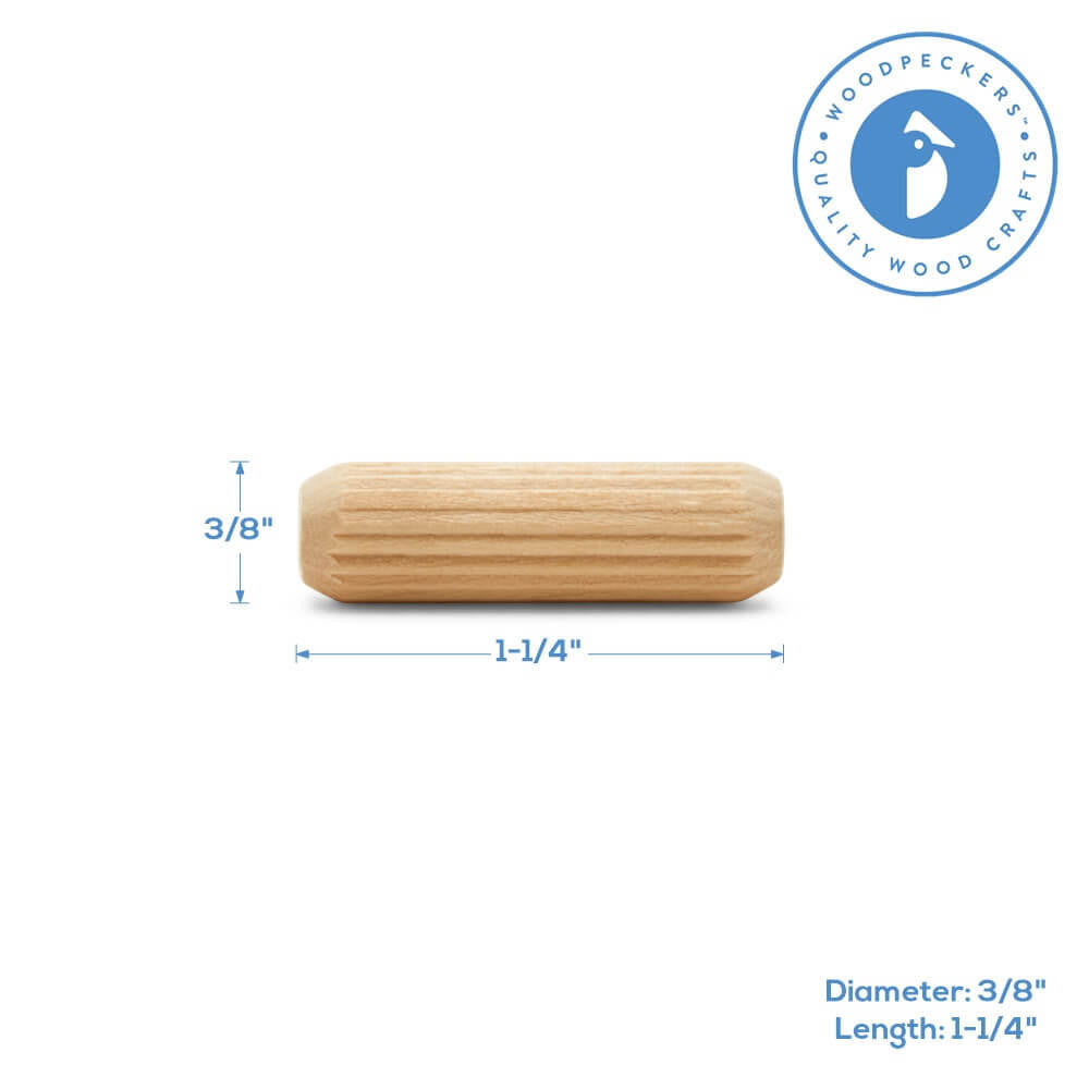 Woodpeckers Crafts Fluted Dowel Pin,  1-1/4" x 3/8" 