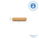 Woodpeckers Crafts Fluted Dowel Pin, 1" x 1/4" 