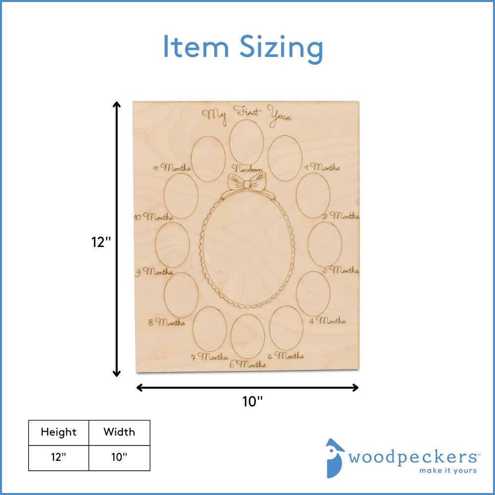 Woodpeckers Crafts "My First Year" Baby Milestone Picture Frame, Bow Style 