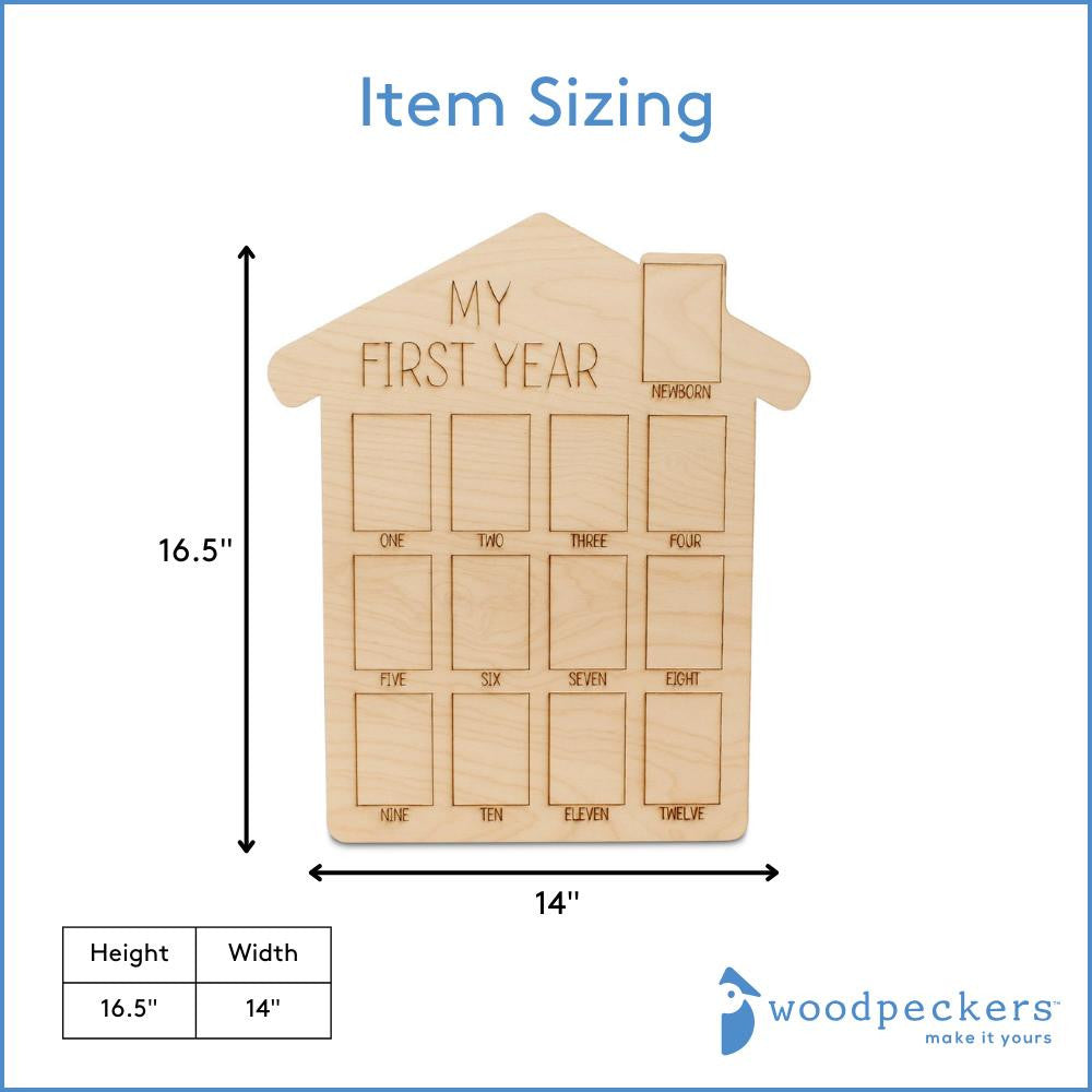 Woodpeckers Crafts "My First Year" Baby Milestone Picture Frame, House Style 