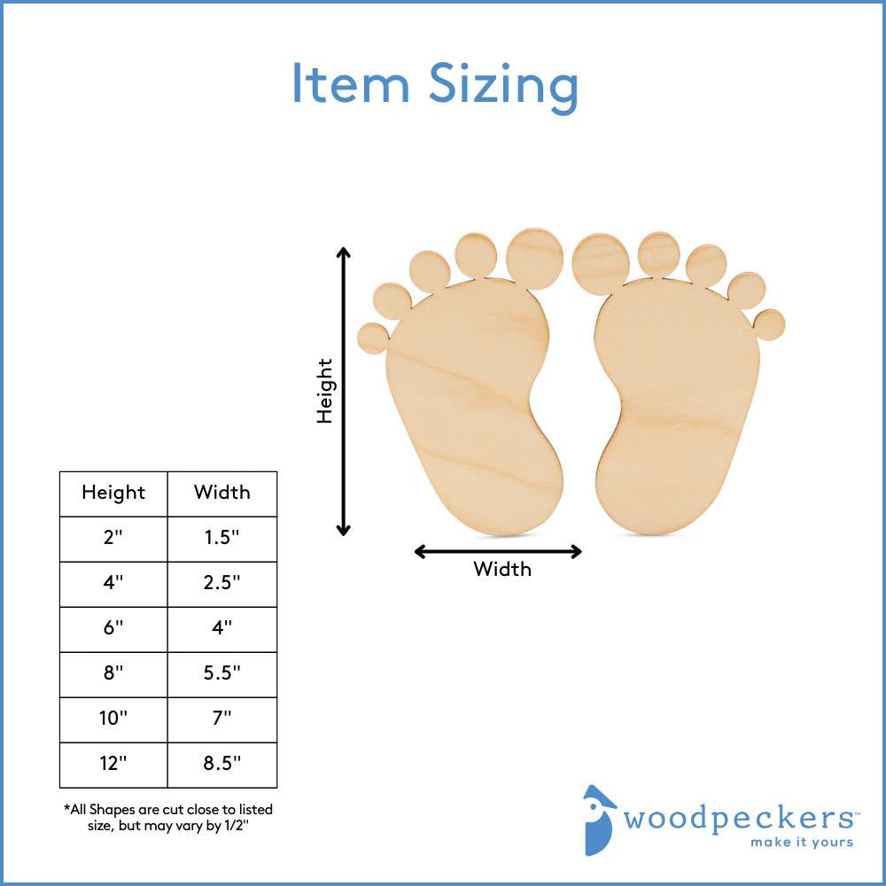 Woodpeckers Crafts Pair of Baby Footprint Cutouts 