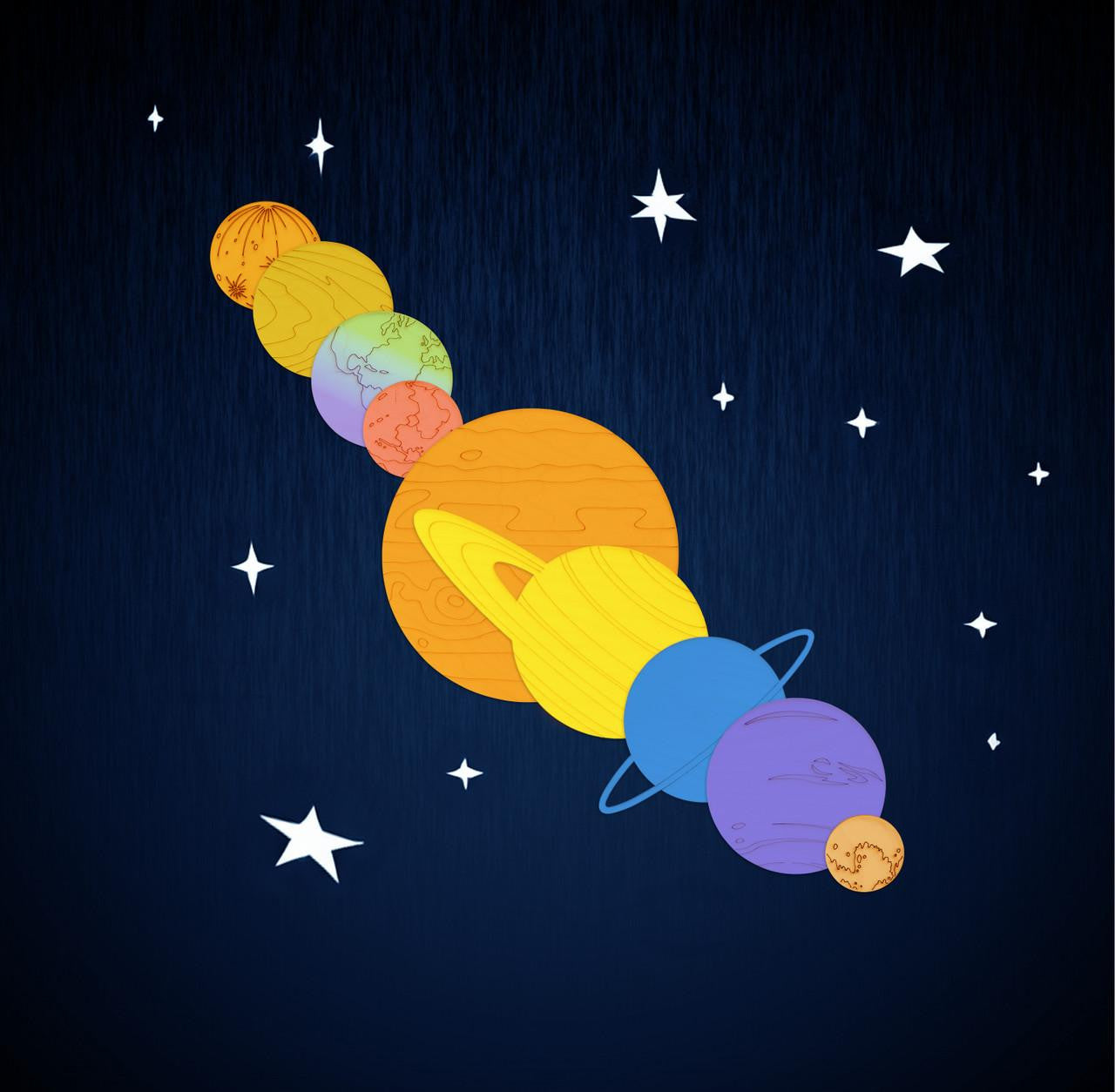 Woodpeckers Crafts Solar System Cutout with detail 