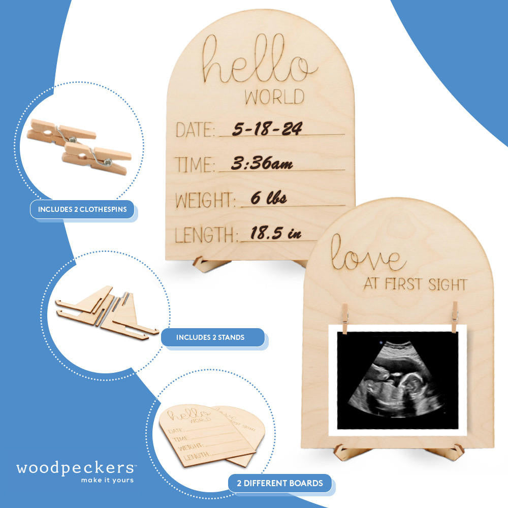 Woodpeckers Crafts Ultrasound & Baby Arrival Picture Frames, Set of 2 