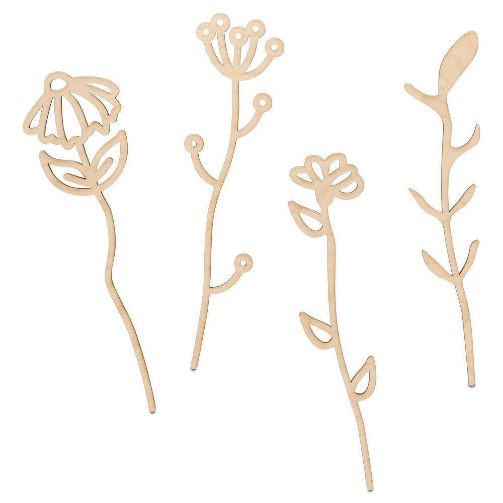 Woodpeckers Crafts Wildflower Cutouts, Set of 4 