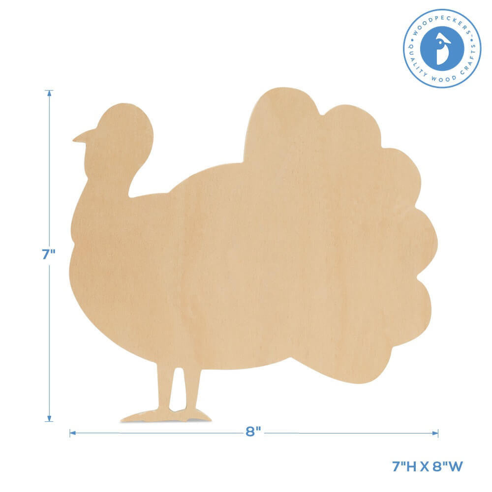 Woodpeckers Crafts Wood Classic Turkey  Cutout Medium,8" x 7" 