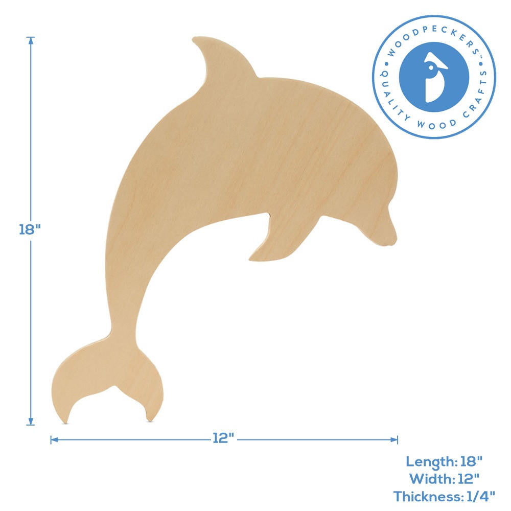 18" Wood Dolphin Cutout