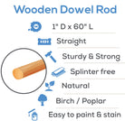 Woodpeckers Crafts WOOD DOWEL ROD, 1" X 60" 