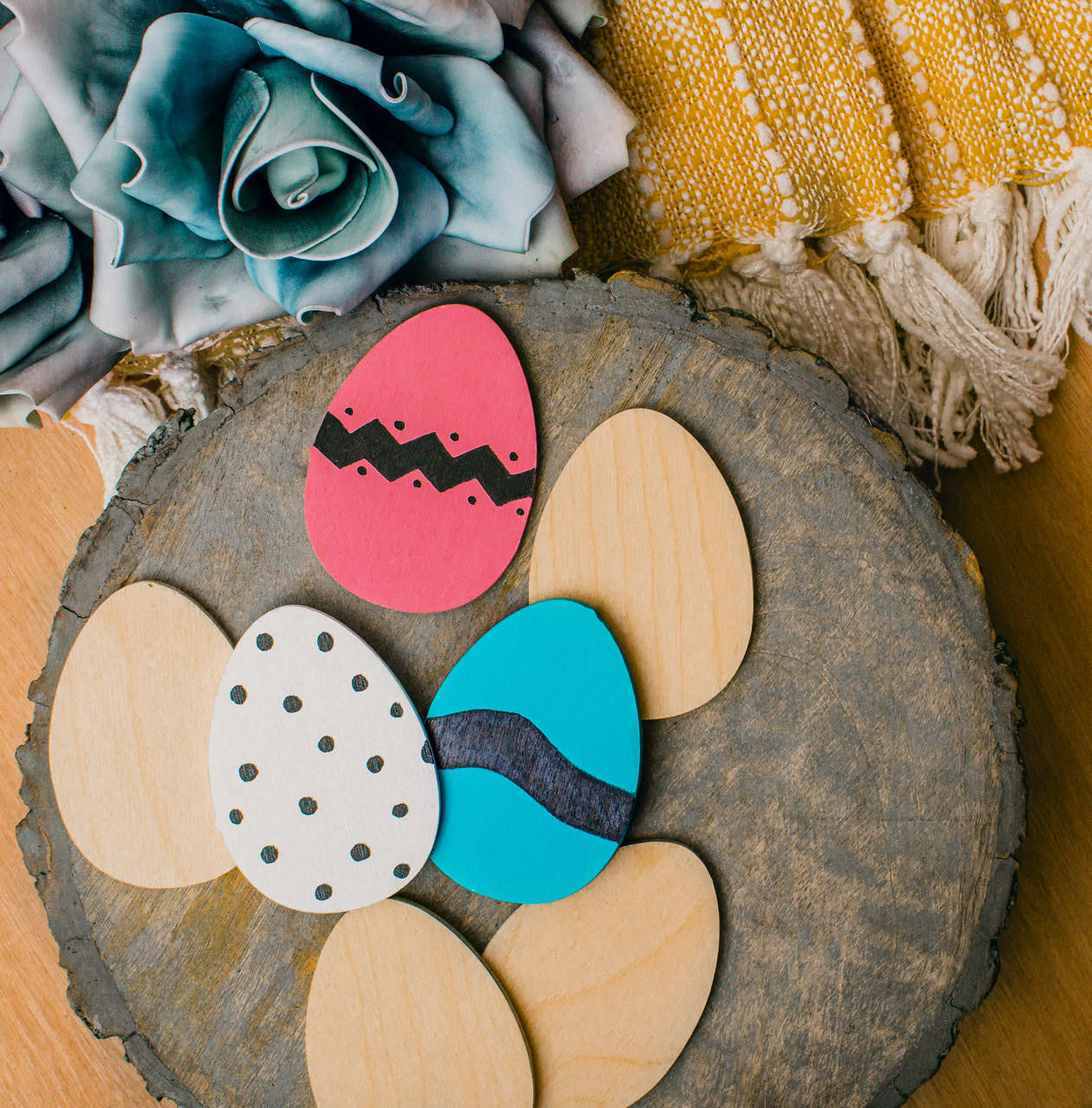 Woodpeckers Crafts Wood Easter Egg  Cutout Mini, 4" x 3" 