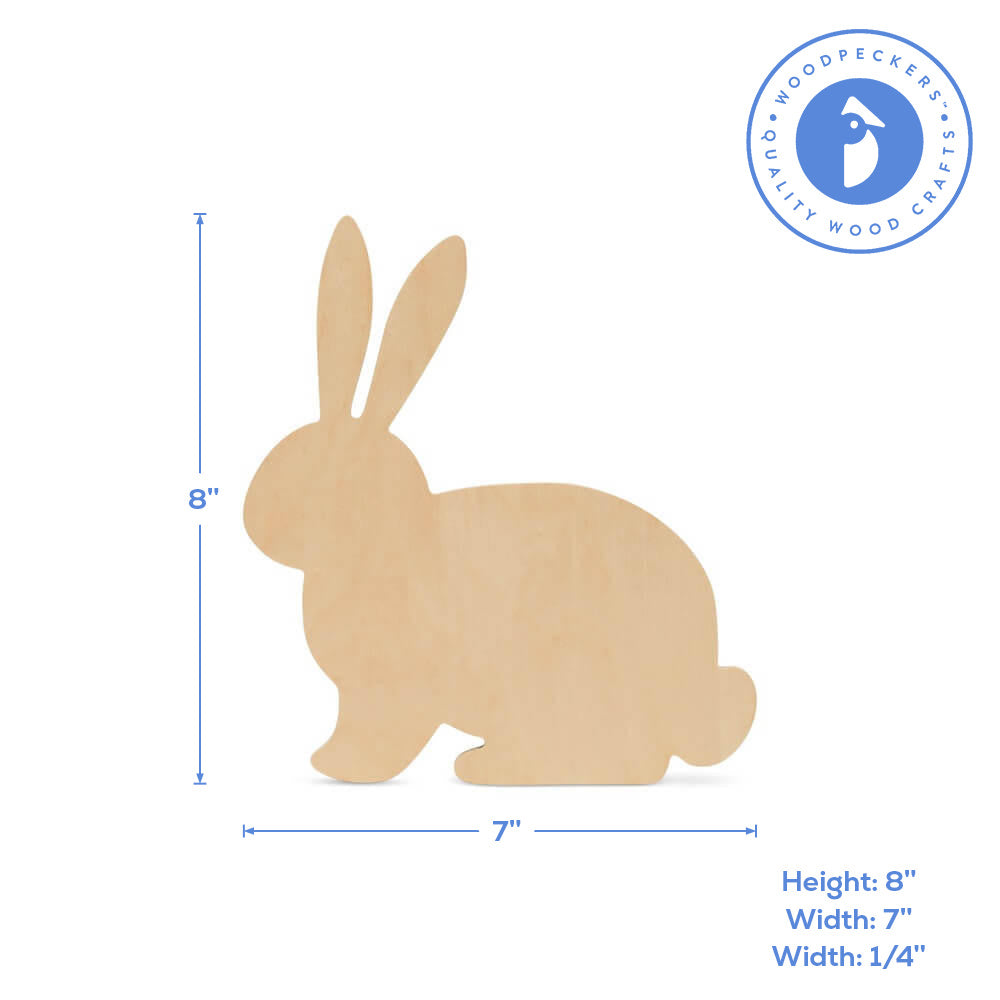 Wood Easter Rabbit Medium, 8" x 7"